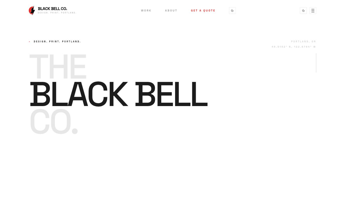 Screenshot of the Black Bell Co. homepage